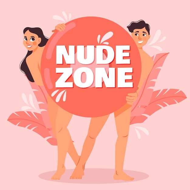 Vetor grátis conceito de zona de nudez dos desenhos animados