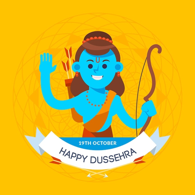 Conceito dussehra em design plano