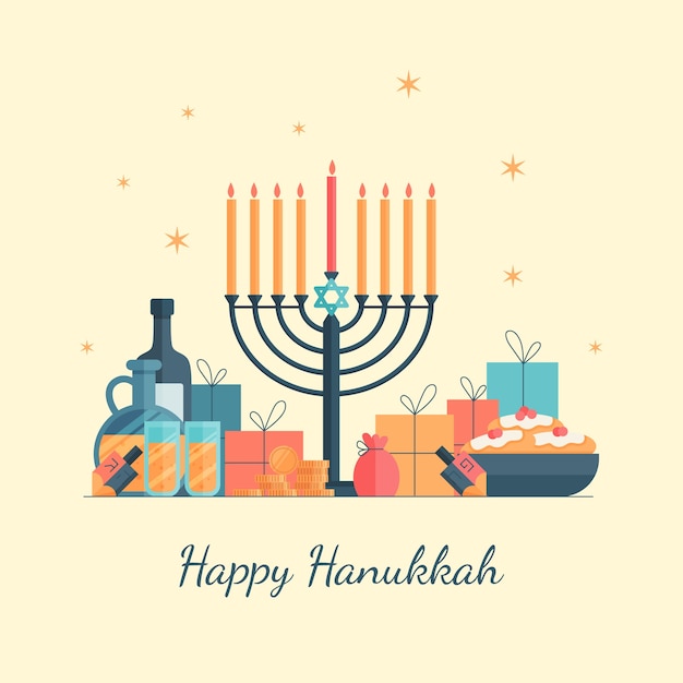 Conceito hanukkah de design plano