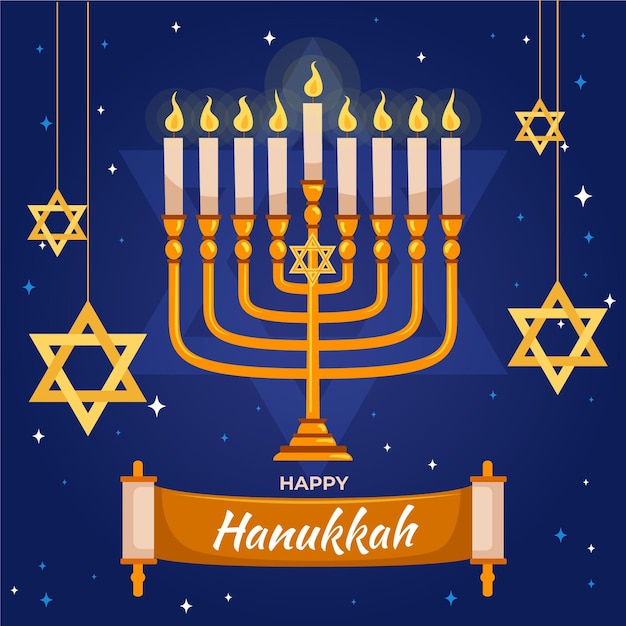 Vetor grátis conceito hanukkah de design plano