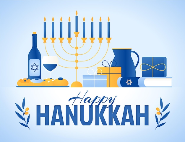 Conceito hanukkah de design plano