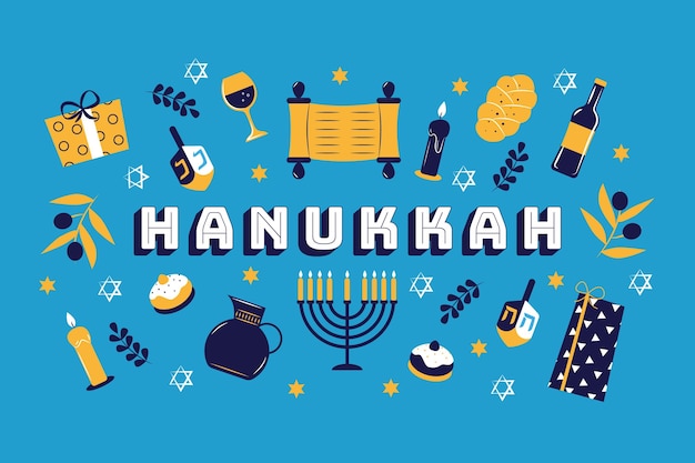 Vetor grátis conceito hanukkah de design plano