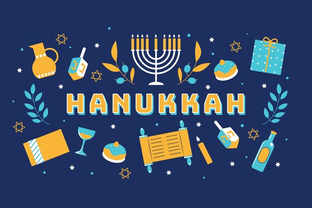 Conceito hanukkah de design plano