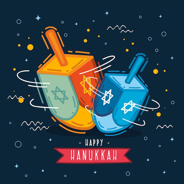 Conceito hanukkah desenhado à mão