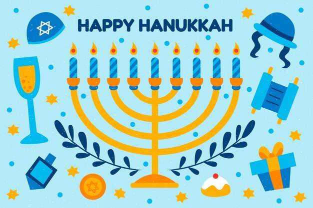 Conceito hanukkah desenhado à mão