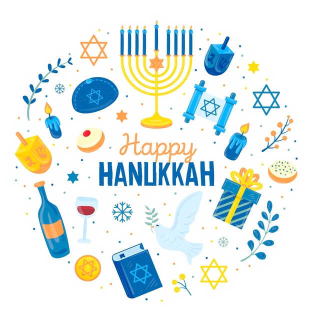 Conceito hanukkah desenhado à mão