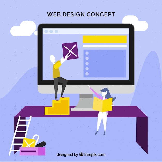 Vetor grátis conceito moderno web design com design plano