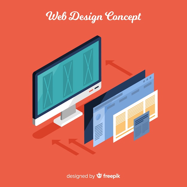 Conceito moderno web design com vista isométrica