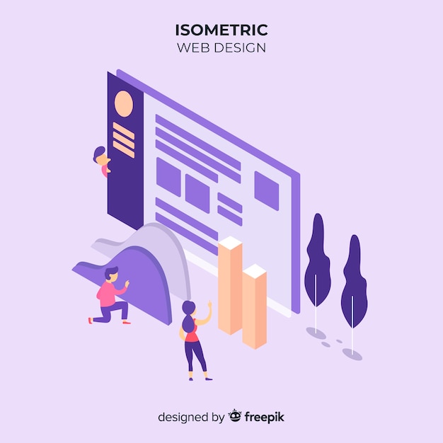 Conceito moderno web design com vista isométrica