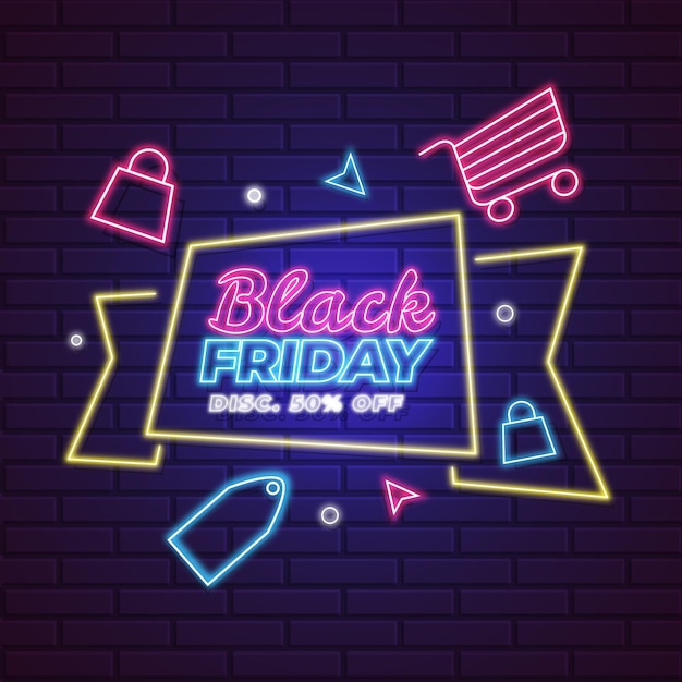 Vetor grátis conceito neon black friday