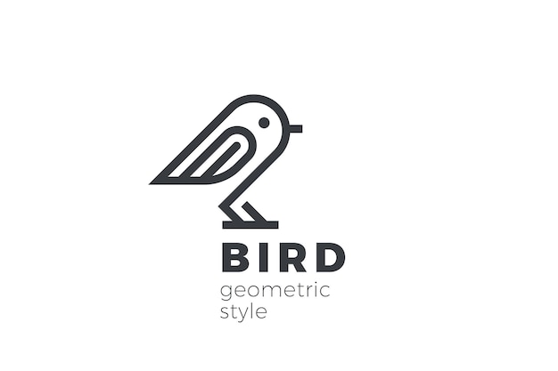 Concepção abstrata do logotipo do pássaro. Estilo linear. Dove Sparrow sentado Logotype