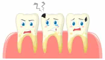 Vetor grátis condição dental e diferente dos dentes no fundo branco