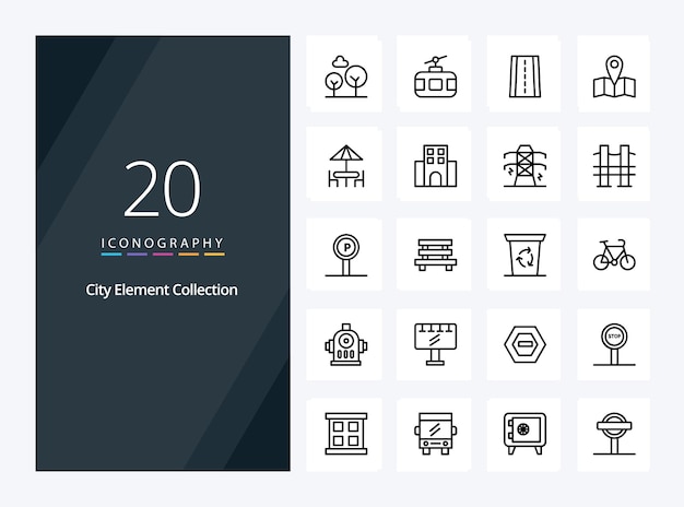 Ícone de esboço da coleção de elementos da cidade 20 para apresentação