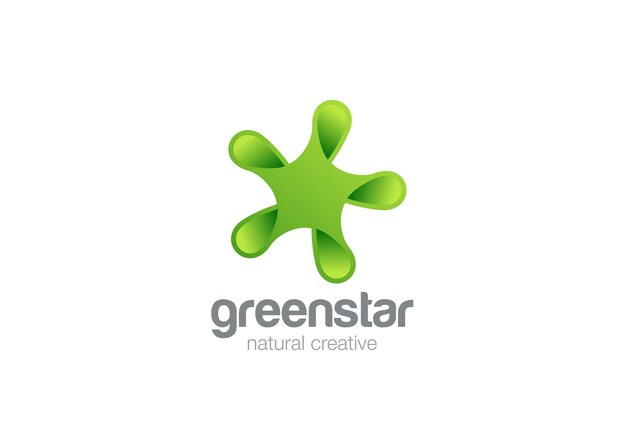 Ícone de logotipo abstrato Eco Star verde.