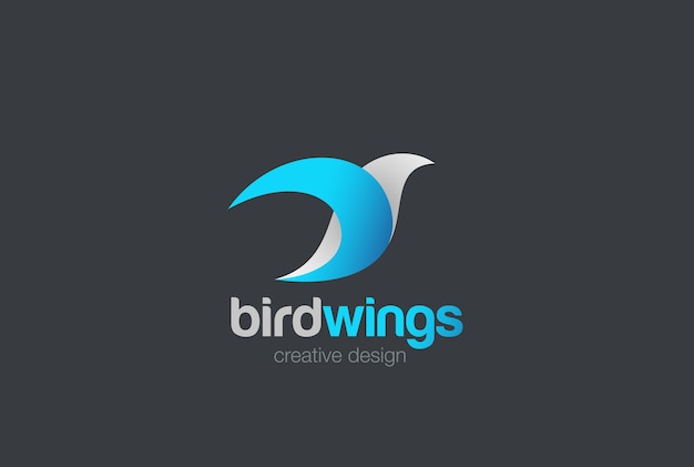 Ícone do logotipo de pássaro voador. Estilo linear
