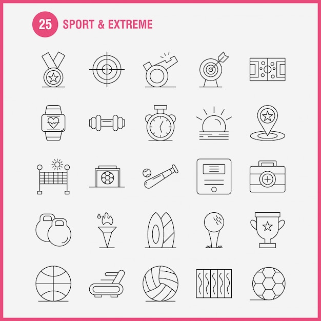 Ícones de esporte e linha extrema