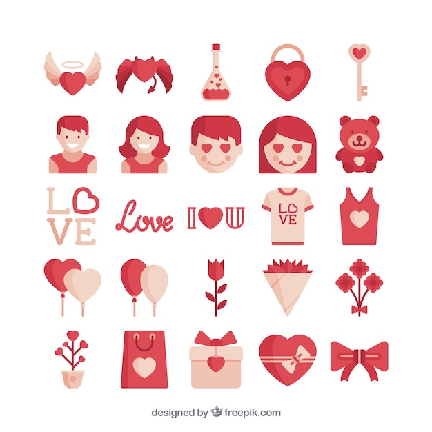 Ícones do amor embalar