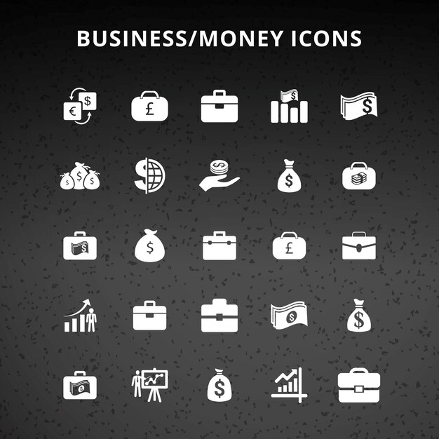 Ícones do dinheiro do negócio