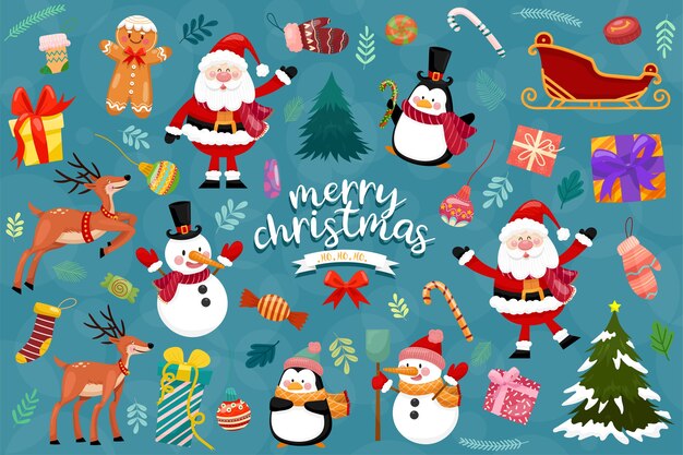 Ícones do vetor de Natal Ilustração da decoração de ano novo de cristãos de Natal