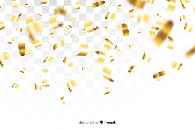 Confete dourado em fundo transparente