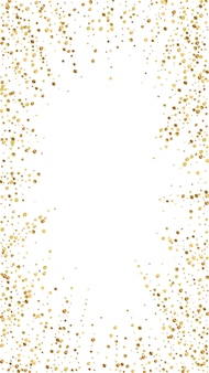 Confete ideal festivo. estrelas de celebração. confetes de ouro sobre fundo branco. buscando modelo de sobreposição festivo. fundo vertical do vetor.