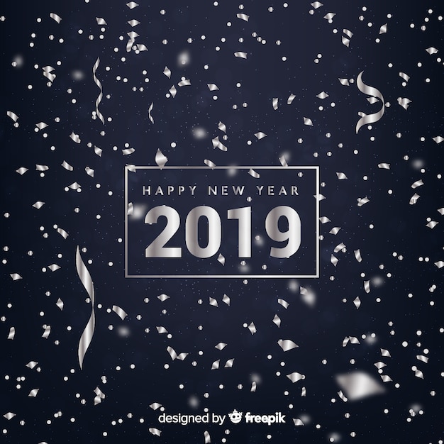 Vetor grátis confetti novo ano 2019 fundo