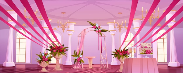 Configuração da cerimônia de casamento com arco