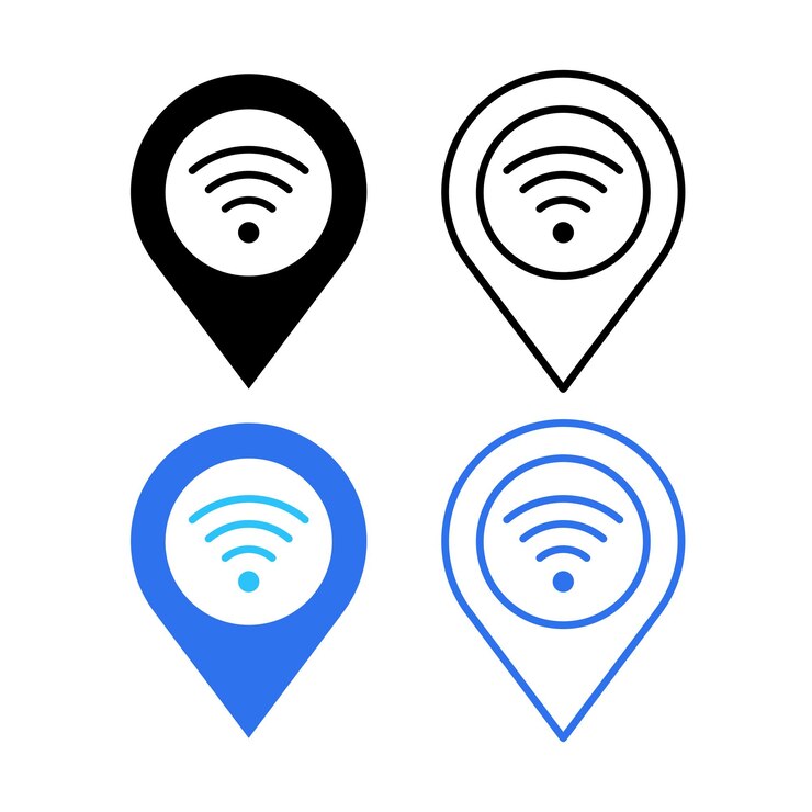 Vetor grátis configuração de pinos de localização wi-fi