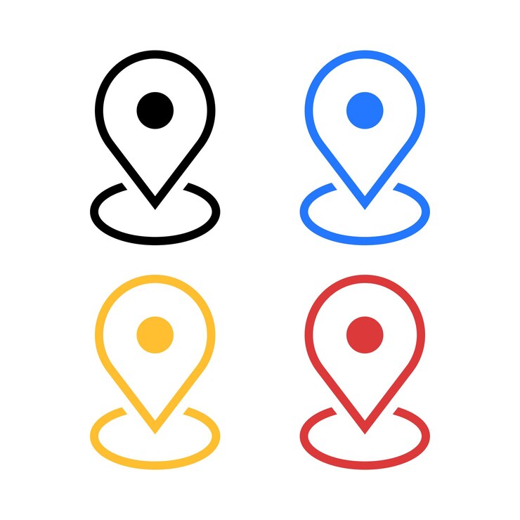 Vetor grátis configuração de várias cores do pin de localização do contorno