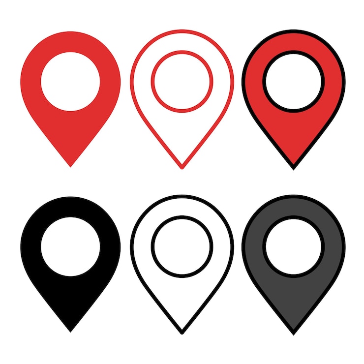 Vetor grátis configuração de vários estilos de pin de localização