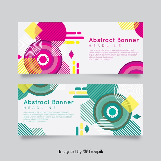 Conjunto colorido de banners abstratas