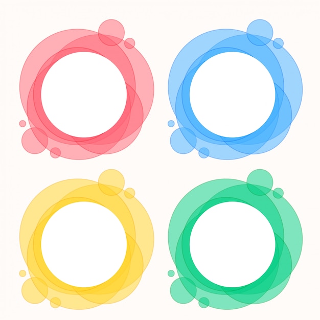Conjunto colorido de quadros redondos de círculo