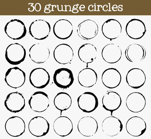 Vetor grátis conjunto de 30 texturas de círculo grunge
