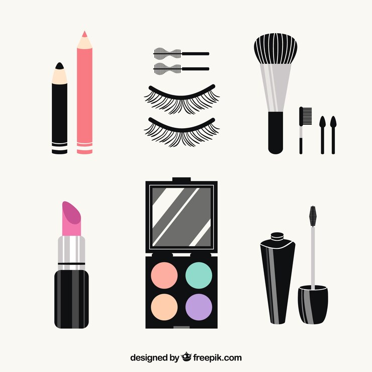 Vetor grátis conjunto de acessórios de beleza