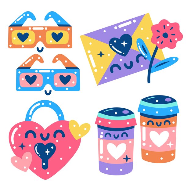 Conjunto de adesivos de amor chamativo
