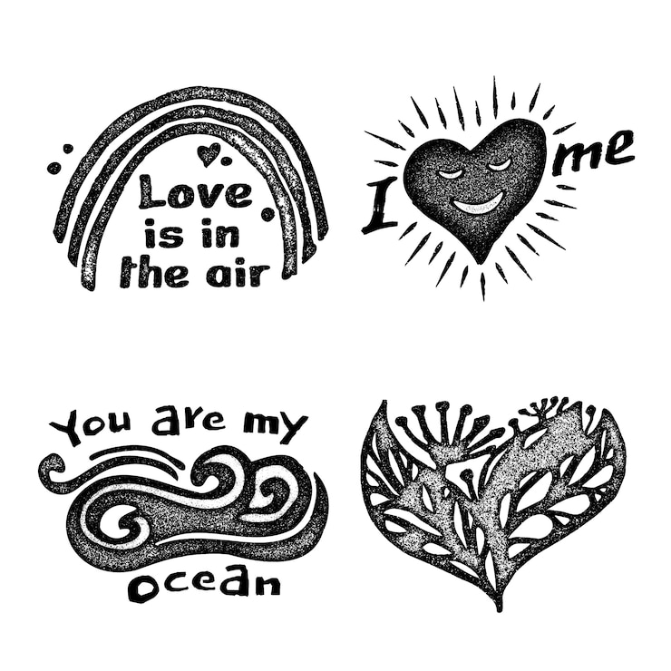 Vetor grátis conjunto de adesivos de amor