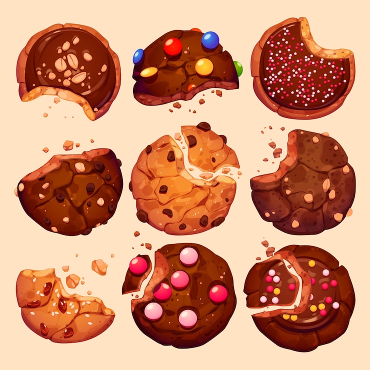 Vetor grátis conjunto de adesivos de biscoitos deliciosos