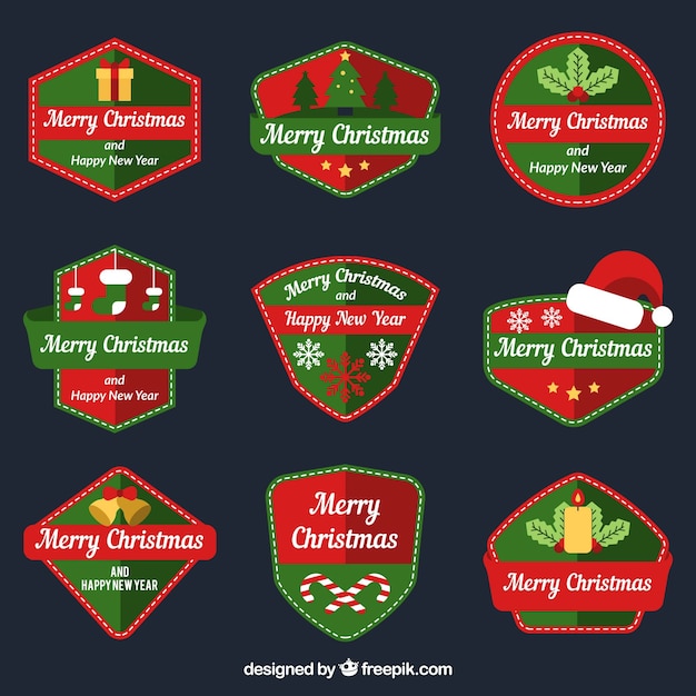 Conjunto de adesivos de natal retro