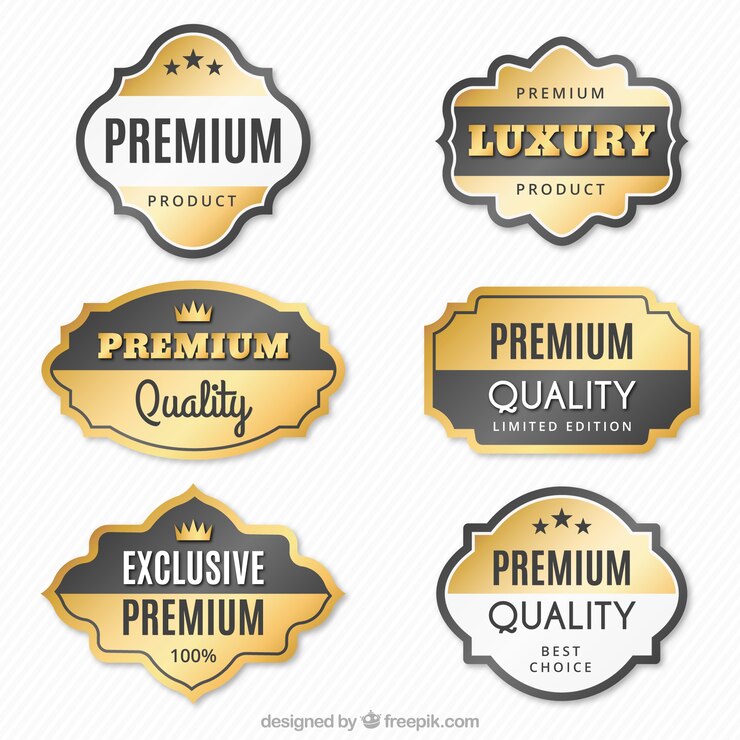 Vetor grátis conjunto de adesivos de ouro premium