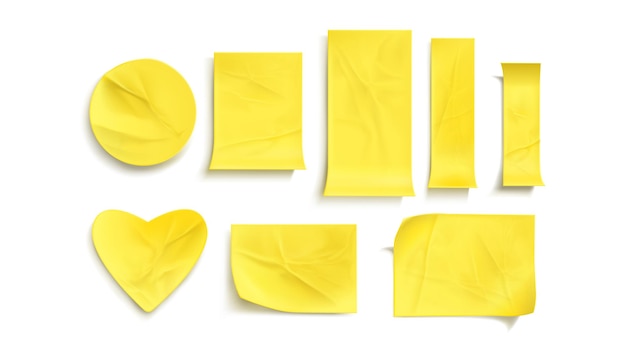 Vetor grátis conjunto de adesivos de papel amarelo