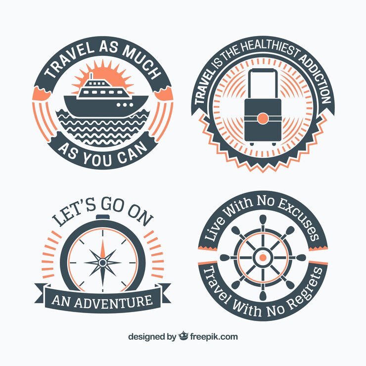 Vetor grátis conjunto de adesivos de viagem retro com mensagens