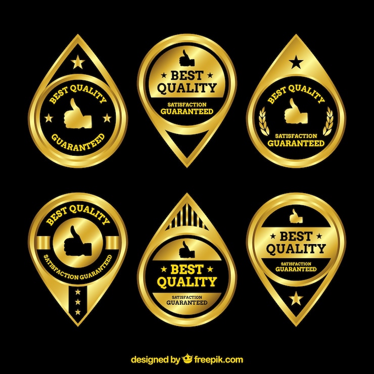 Vetor grátis conjunto de adesivos premium de ouro