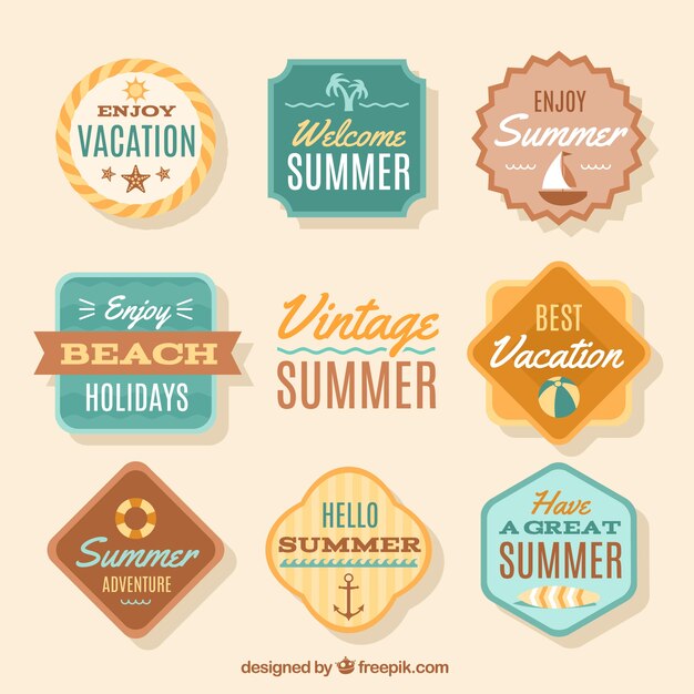 Conjunto de adesivos retros de verão