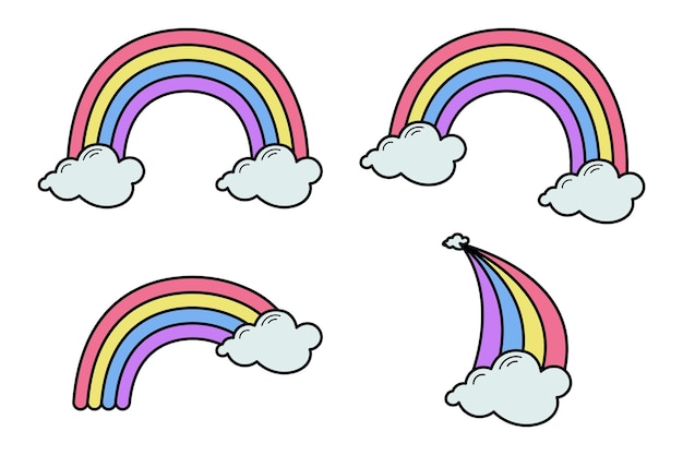 Vetor grátis conjunto de arco-íris de desenhos animados