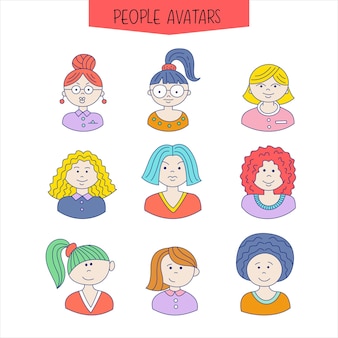 Conjunto de avatares femininos