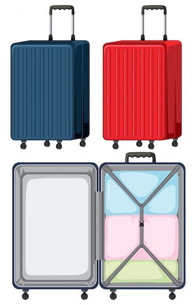 Vetor grátis conjunto de bagagem no fundo branco