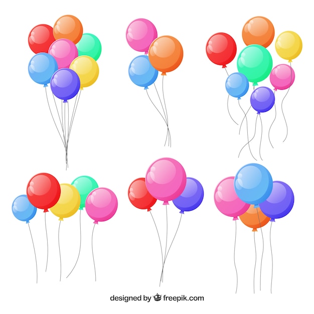 Vetor grátis conjunto de balão colorido