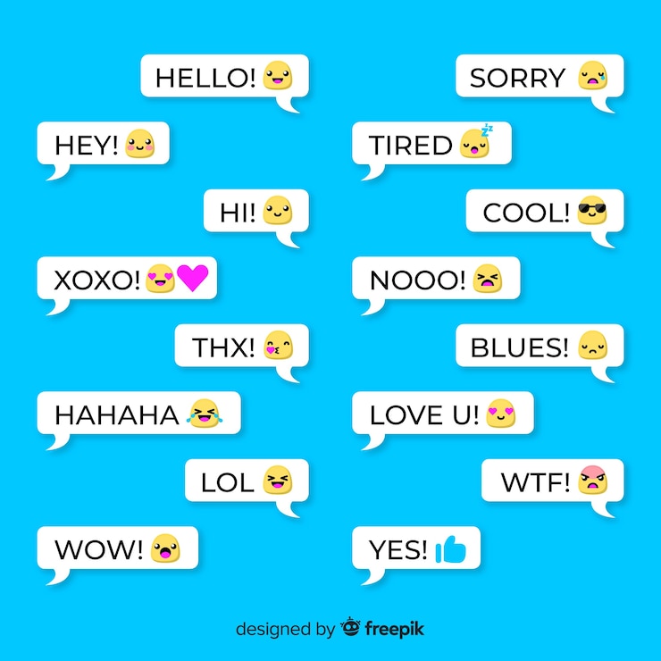 Vetor grátis conjunto de balões de fala com diferentes emojis