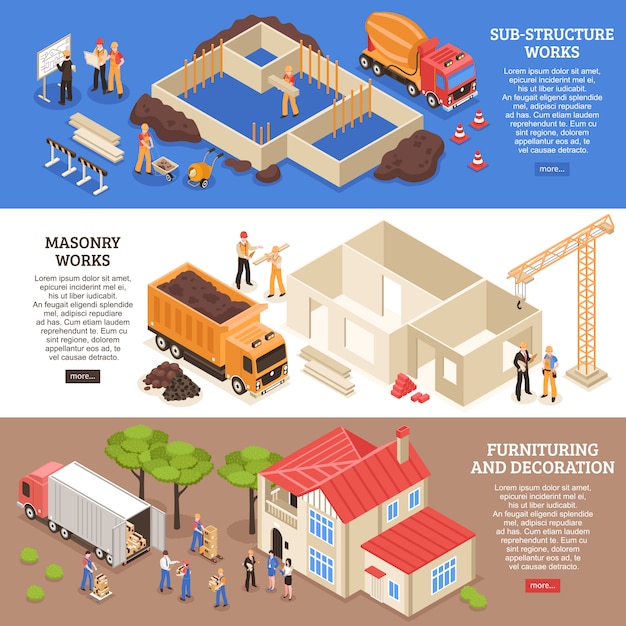 Conjunto de bandeiras de aspectos de construção