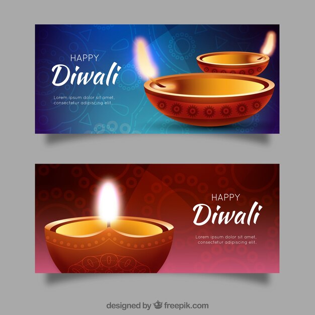 Conjunto de bandeiras de diwali